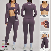 Ensemble de yoga pour femmes OEM, veste cardigan ouverte sur le devant, leggings, haute élasticité, séchage rapide, respirant, vêtements de sport actifs