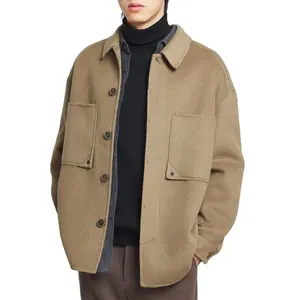 High Quality Winter New Men's Wool Jacket Simple Lapel Double -faced Casual Men's Jacket