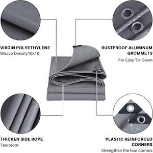 Bâche de 3m x 6m PVC 440gsm Extra Waterproof Heavy Duty Tarpaulin avec oeillets renforcés <span class=keywords><strong>pour</strong></span> les meubles/revêtements de <span class=keywords><strong>sol</strong></span> - Product Image 3