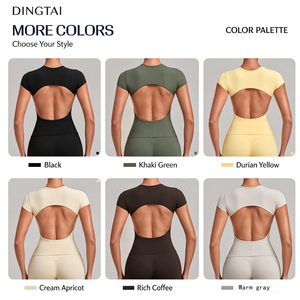 <span class=keywords><strong>Camiseta</strong></span> Deportiva Dingtai para <span class=keywords><strong>Mujer</strong></span>, Corte Ajustado, Espalda Descubierta, Manga Corta, Cuello Redondo, Almohadillas Extraíbles, Absorbe la Humedad, Ideal para Correr - Product Image 6