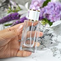 Flacon pulvérisateur en verre de 50 ml, atomiseur de parfum, flacon de parfum rechargeable vide pour voyage avec 3 types de distributeurs et bouchon blanc