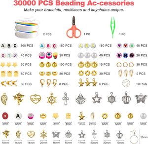 Kit de <span class=keywords><strong>fabrication</strong></span> de bracelets en perles d'argile 30000 pièces, 9 boîtes, 192 couleurs, perles plates en polymère Heishi, bijoux en argile céramique et perles en porcelaine - Product Image 3