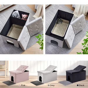 Multifunctional Foldable <strong>Cat</strong> House Small Size Animal Print Pattern Hidden <strong>Cat</strong> <strong>Litter</strong> Box Furniture Pet Bench Storage <strong>Cabinet</strong> - Product Image 6