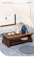 Table basse pliante en bois massif de style chinois, avec espace de rangement, pour fenêtre en baie, meuble de maison, table à thé/café, en stock