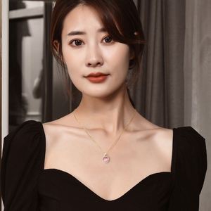 Creative Design Diamond Personality Clavicle Chain Rotating <b>Opal</b> Pendant <b>Necklace</b> Stainless Steel 18k Gold Jewelry for Women - Product Image 3