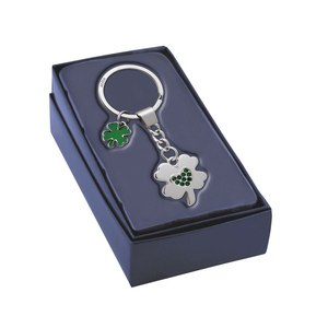 Llavero de Trébol de Cuatro Hojas con Cristales, Cuero y Mosquetón de Vidrio para Coche, Bolso o Uso Personal - Product Image 2