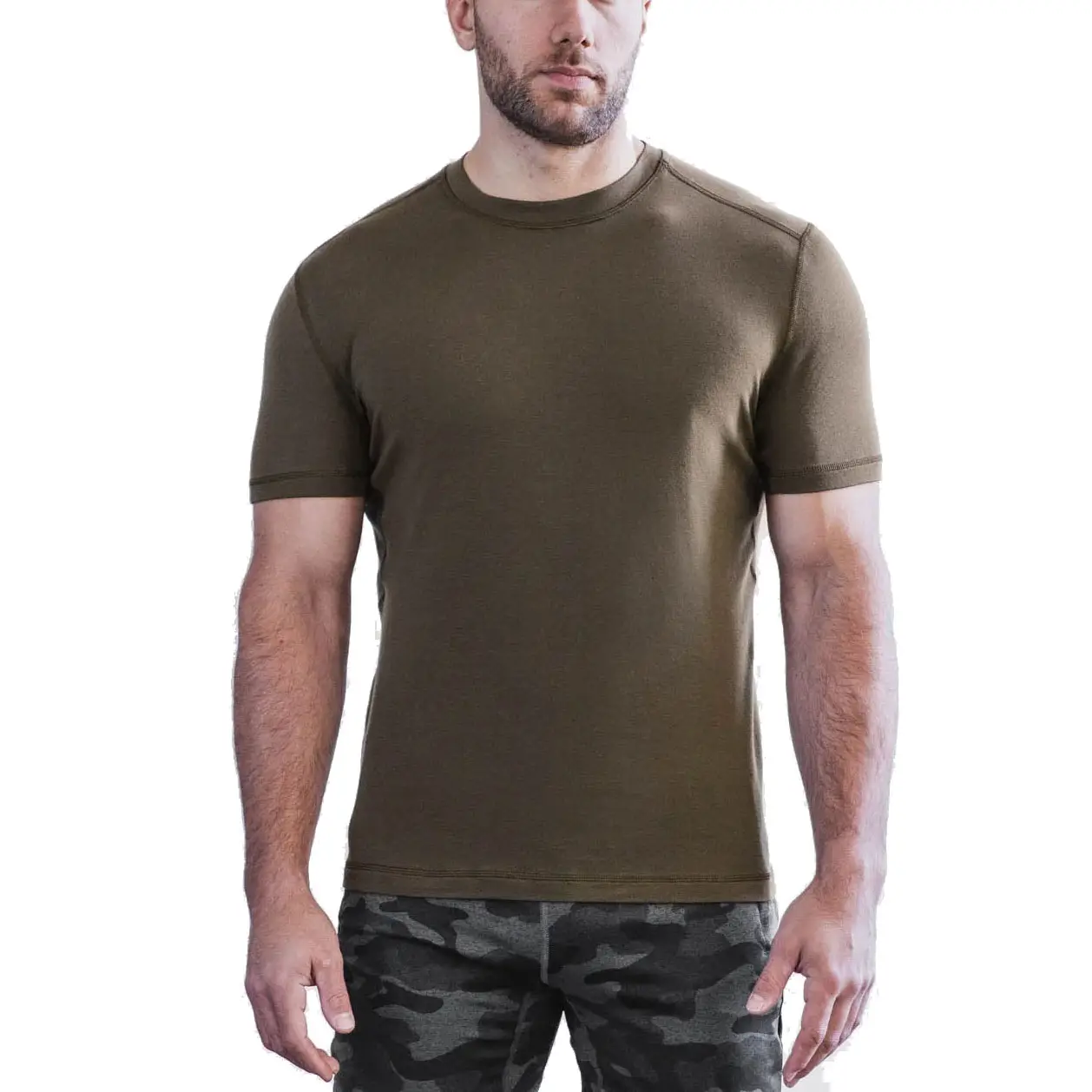 2024 New Custom Brand Men's Merino Wool Blend T Shirt Short Sleeve Sport Regular Fit T Shirt
