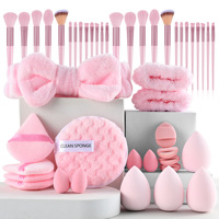Ensemble de pinceaux de beauté en nylon de 46 pièces, best-seller, avec manche en bois, pour le lavage du visage, le maquillage, le rasage