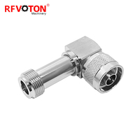 Adaptor suplai pabrik 50ohm steker tipe N ke tipe N Jack wanita 90 derajat sudut kanan panjang Adaptor koaksial RF