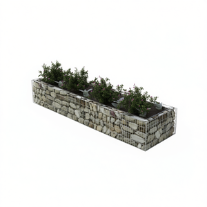 Bac à plantes surélevé en gabion en acier galvanisé argenté D0100HEXG0V, grand bac de plantation extérieur - Product Image 1