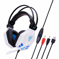 Casque de jeu filaire de haute qualité avec son stéréo 3D, sur les oreilles, avec micro pour PC, lumière RVB