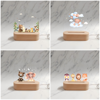 Artisanat moderne en bois pour cadeau de Noël Lumière UV Impression motif acrylique Coffret cadeau USB 3D poli Lampes d'affichage bois clair