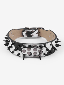 Collier pour chien en cuir PU style pop avec rivets, réglable et durable - Product Image 4