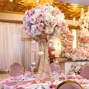 Support à fleurs en cristal en forme de X de luxe SMOOTH, décoration de table de banquet de mariage, présentoir à boules de fleurs - Product Image 1