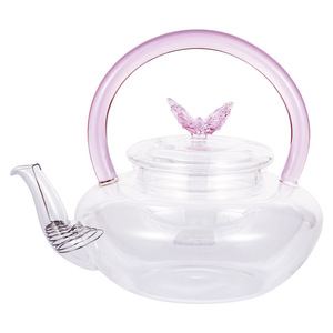 Juego de Té de Vidrio de Borosilicato, Tetera con Asa de Mariposa 3D, Tapa y 2 Platos para Tazas, Regalo para el Té de la Tarde - Product Image 5