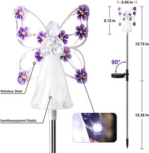 Eulionya — poteau <span class=keywords><strong>de</strong></span> jardin d'ange lumineux solaire avec 7 led, Pack <span class=keywords><strong>de</strong></span> 2 led, pour les décorations <span class=keywords><strong>de</strong></span> garderie, cadeaux commémoraux, Art <span class=keywords><strong>de</strong></span> noë<span class=keywords><strong>l</strong></span> - Product Image 5