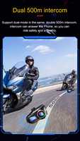 Casque de moto avec interphone Q58 Max pour les motards, système audio pour casque, casque sans fil avec lampe torche LED