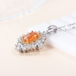 Collar con Colgante de Plata de Ley 925 Chapado en Rodio con Piedra Preciosa de Granate Natural de <span class=keywords><strong>Orande</strong></span>, Proveedor Mayorista para Mujer - Product Image 3