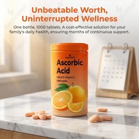 Tablet Vitamin C Asam Askorbat Rasa Jeruk Aegelwell OEM ODM, 1000 Tablet, Suplemen Diet Sehari-hari untuk Dewasa