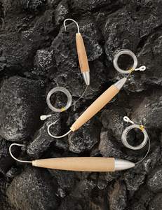 Leurre de pêche au thon en eau salée, en bois de cèdre, avec hameçon Mustad de 4, 6, 8 pouces, tête plombée, montage en bois naturel - Product Image 5