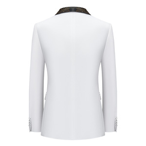 <span class=keywords><strong>Blazer</strong></span> Formale <span class=keywords><strong>Bianco</strong></span> Slim Fit da <span class=keywords><strong>Uomo</strong></span> in Poliestere Traspirante con Chiusura a Gancio e Strass, per Sposi e Cerimonie - Product Image 4