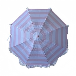 Parasol de plage rayé anti-UV avec pampilles, fixation pour chaise, vente directe usine - Product Image 5