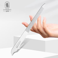 Limes à ongles professionnelles Longhui en acier inoxydable double face, fines, durables, à pointe incurvée, pour manucure et pédicure
