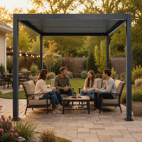 Outdoor Aluminium Gartenpergola mit Verstellbarem Dach Anthrazit 3 X 3 m