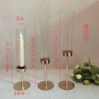 Photophore en verre de style européen, luxe léger, coupe-vent, pièce décorative pour mariage, anniversaire et table de fête