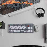 Combo de Teclado y Ratón Inalámbrico BT+2.4G de 99 Teclas de Perfil Bajo con Teclas Tipo Chocolate para Oficina, Compatible con Laptop y Escritorio