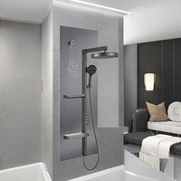 Ensemble de douche thermostatique intelligent mural en laiton de luxe avec système de douche pluie, barre de massage des épaules et finition céramique pour hôtel