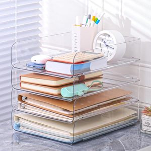 Multi-Layer Transparent Desktop Storage Rack Office Acrylic Bookshelf and Wall Stand Plastic <b>File</b> Storage <b>Box</b> Stackable Design - Product Image 2