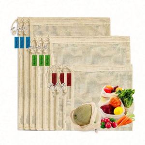 Reusable Cotton Mesh Shopping <b>Bag</b> Washable Eco-friendly Lightweight <b>Net</b> Suitable for Fruits and Vegetables Grocery Storage - Product Image 1