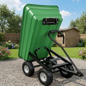 Carrinho de Mão de Aço Reforçado 75L com 4 Rodas para Jardim e Quintal, Carrinho Utilitário Basculante com Alça de Fácil Inclinação - Product Image 4