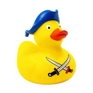 Jouets de bain en PVC personnalisés en gros, style canard pirate, avec motifs imprimés, pour la baignoire - Product Image 1