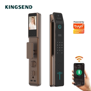 Poignée de porte intelligente avec reconnaissance faciale 3D Kingsend, ensemble de poignées de porte en alliage d'aluminium, poignée électrique de porte d'entrée avec caméra et empreinte digitale - Product Image 1