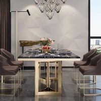 Table de salle à manger européenne en acier inoxydable de conception moderne et simple, lumière, meubles de maison de luxe pour les petites familles, hôtels, mariages