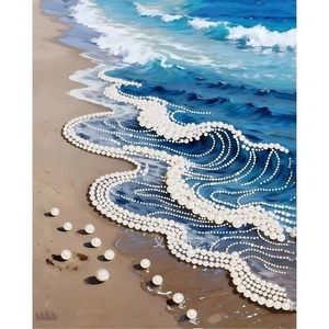Kit de Peinture Diamant 5D Personnalisé Thème Océan et Plage, Kit de Peinture Perles DIY pour Adultes, Décoration Murale Salon, Marque Privée - Product Image 1