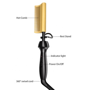 Professional Factory <strong>Hair</strong> <strong>Straightener</strong> Brush <strong>Mini</strong> Electric Ceramic 450F Curved Hot Comb for Natural Black <strong>Hair</strong> and Wig - Product Image 2