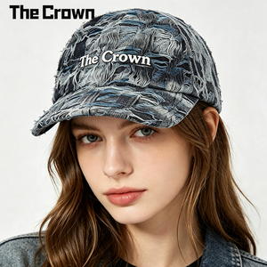 Casquette de papa en jean vieilli personnalisée de haute qualité, délavée et effilochée, à 6 panneaux, visière plate, réglable, avec logo brodé, vente en gros - Product Image 1