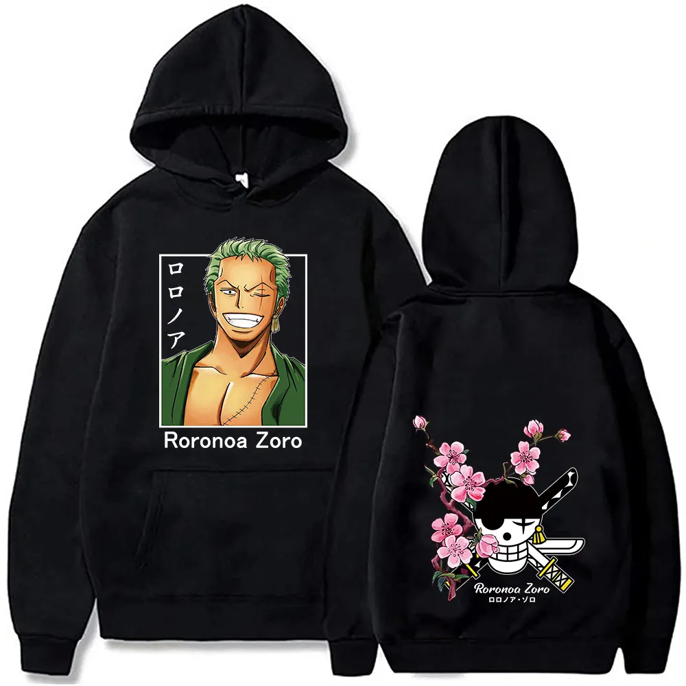 One Piece Anime Roronoa Zoro Prints Pullover Hoodies Fashion Crewneck Sweatshirts Harajuku Tops