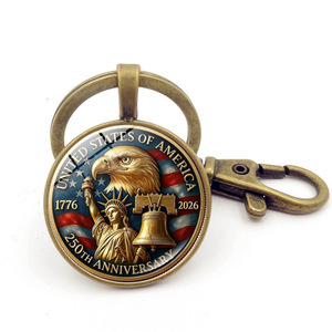 Porte-clés Souvenir Commémoratif de Luxe en Métal Personnalisé OEM, Édition Limitée, Breloque Émaillée Américaine Découpée - Product Image 1