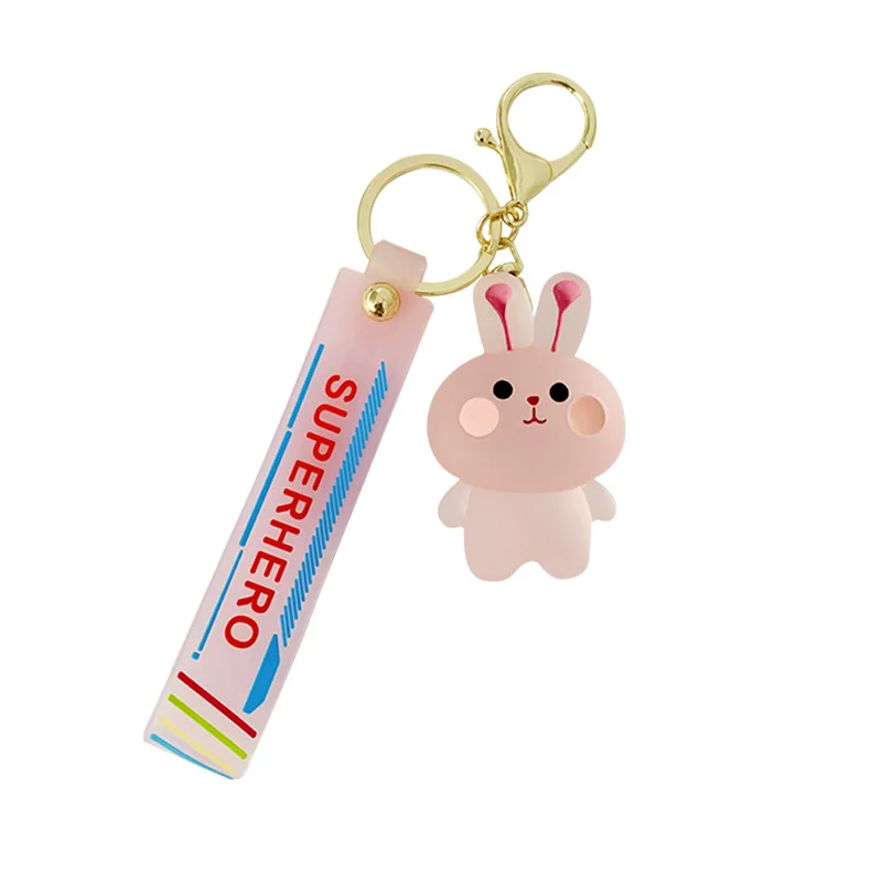 Cartoon Crystal Bear Key Chain Transparent Keyfob Cute Frog Animal Keyring Backpack Pendant Couple Women Men Gift Car Keychain