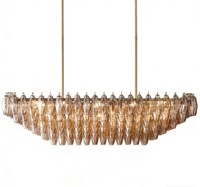 Lustre en cristal champagne de luxe léger, personnalisable, non standard, pour hôtel, villa, salle à manger, luminaire suspendu rectangulaire universel