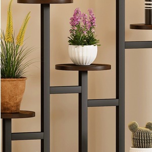 Support de plantes moderne en métal et bois, étagère d'angle multi-niveaux pour pots de fleurs, présentoir d'intérieur, structure en acier au carbone - Product Image 4