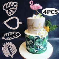 Moule à gâteau en forme de feuilles tropicales, 4 pièces/ensemble, pour Fondant, bonbons, Biscuits, cookies, en plastique