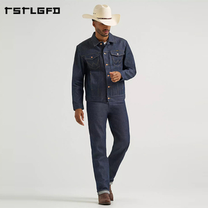 Cut And Sew Selvedge <b>Jeans</b> Original Fit Indigo Raw Western Cowboy Denim Gold <b>Chain</b> Stitch Leather Patch Heritage <b>Jeans</b> - Product Image 2