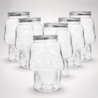 Bouteille en plastique en forme de crâne pour Halloween, réutilisable, distributeur de boissons, avec bouchon à vis pour vin, jus, thé