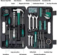 148 pièces ensembles d'outils ménagers trousse à outils en plastique noir mallette à outils portable pour atelier ou maison
