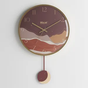 Factory Price Scenery Metal Modern Wall Clocks Pendulum For Bedroom Living Room Kitchen Home Office